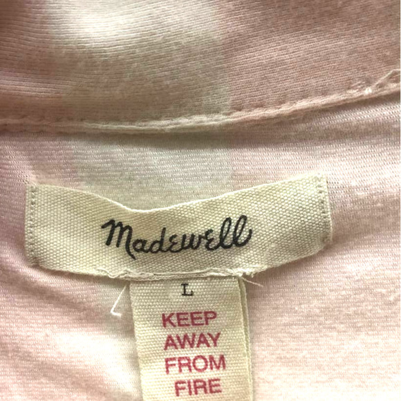 5/$25 Madewell Pink Stripe Oxford Bedtime Button Down Pajama Top L - Picture 4 of 5